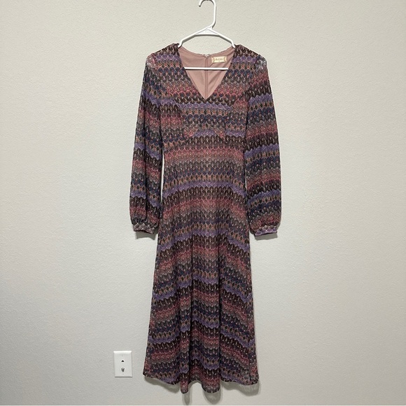 Altar'd State Multi Colored Woven Crochet Long Sleeve Lined Dress Size Small - Picture 1 of 9
